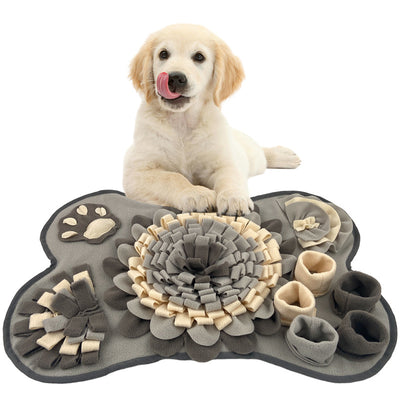 Cute Bone Shaped Snuffle Mat for Dogs - Slow Feeder & Foraging Puzzle Toy - Great for Anxiety Relief & Mental Stimulation (Grey)