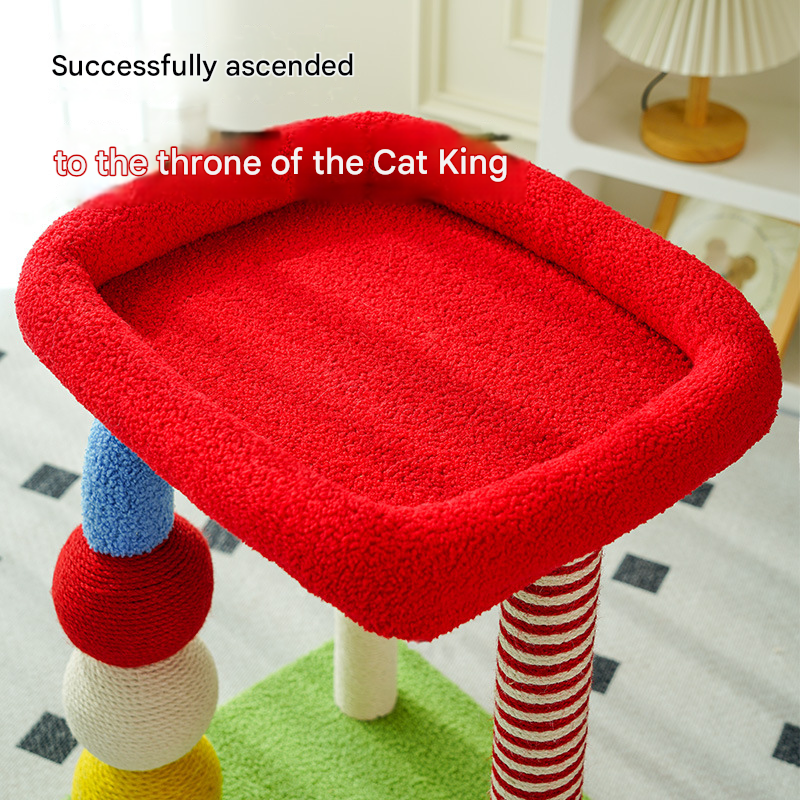 Compact & Colourful Sisal Scratching Post with Hanging Ball Toy