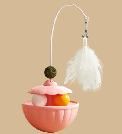 2 Pack Interactive Wobble Toys - Wobbly Treats, Feathers and Catnip Balls! - Pink