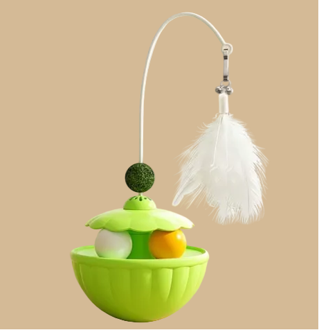 2 Pack Interactive Wobble Toys - Wobbly Treats, Feathers and Catnip Balls! - Green
