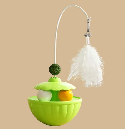 2 Pack Interactive Wobble Toys - Wobbly Treats, Feathers and Catnip Balls! - Green