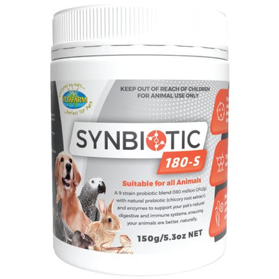 Vetafarm Synbiotic 180-S - 9 Strain Probiotic Blend for Cats, Dogs and all Animals