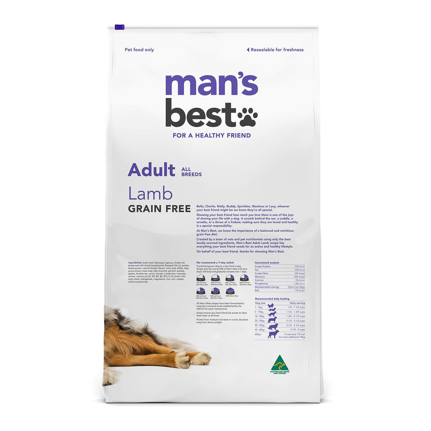 Man’s Best – Premium Grain Free Adult Dog Food – Lamb