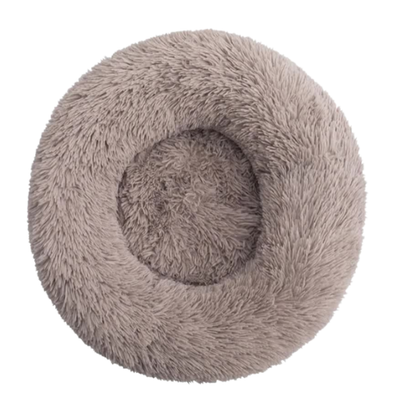 Calming & Relaxing Donut Pet Bed for Cats & Small Dogs - Beige Brown - 50cm
