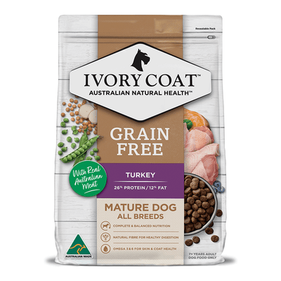 Ivory Coat Grain Free food for Mature Dogs – Turkey