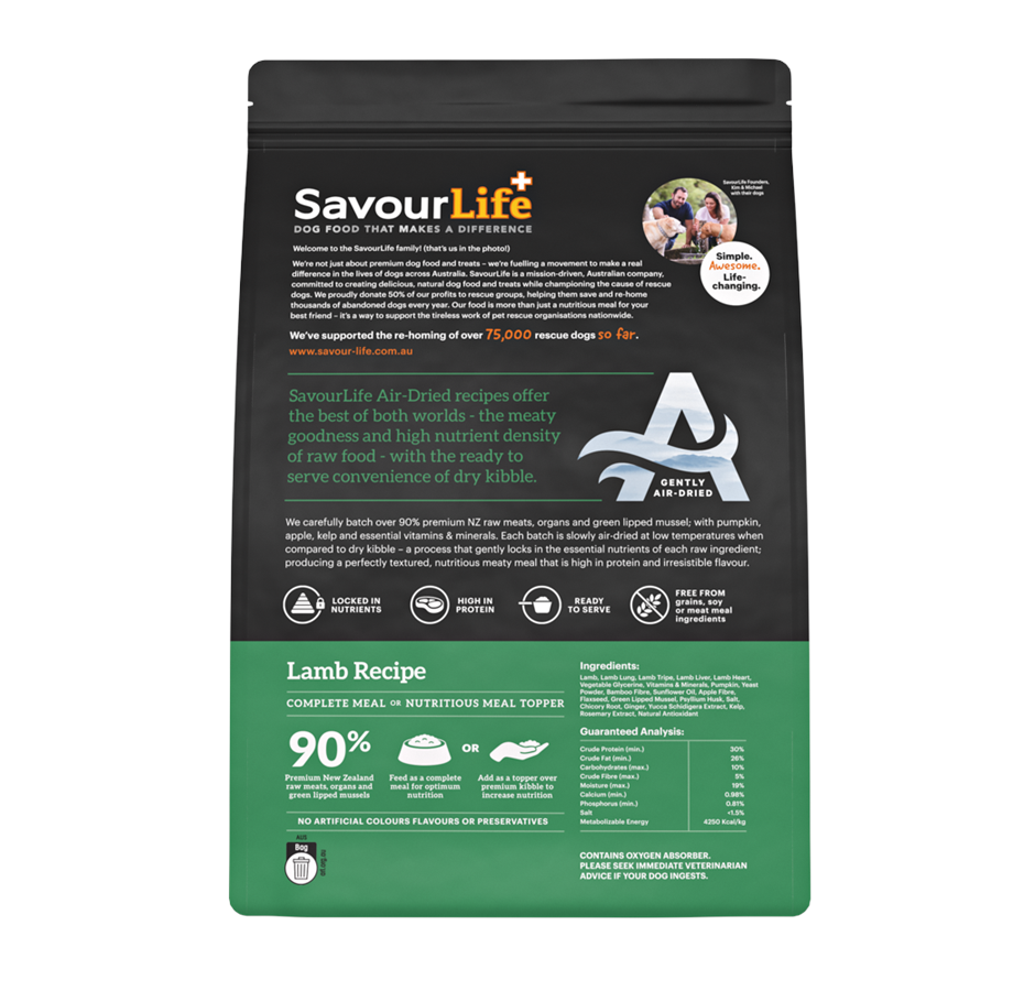 SavourLife Adult Dog Food – Air Dried Lamb Recipe