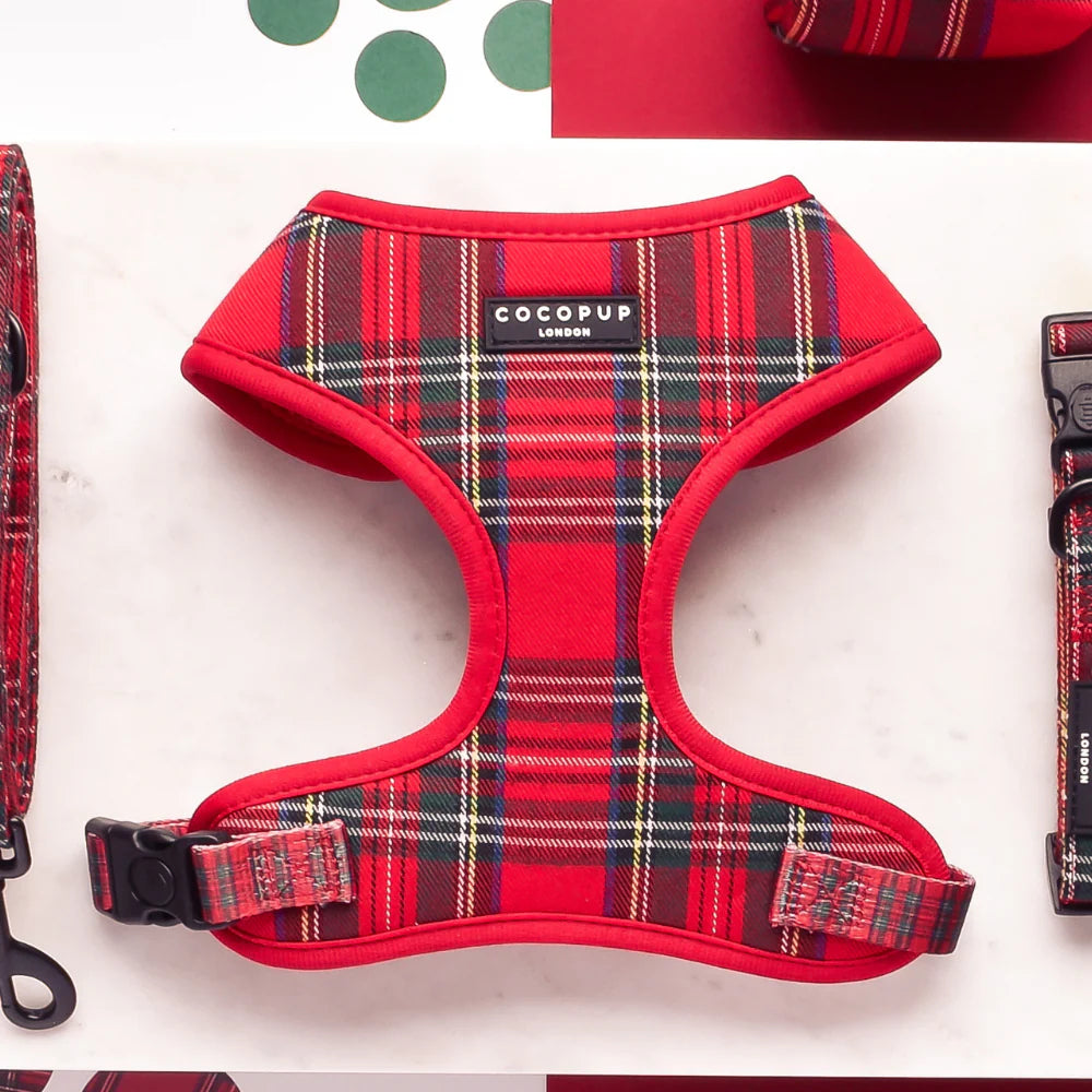 Cocopup London – Adjustable Neoprene Neck Harness – Tartan - Various Sizes
