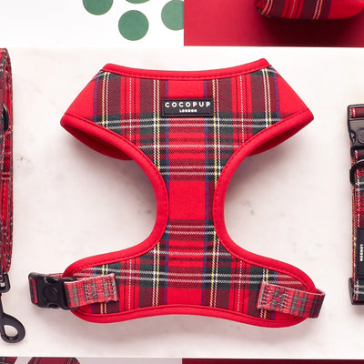 Cocopup London – Adjustable Neoprene Neck Harness – Tartan - Various Sizes