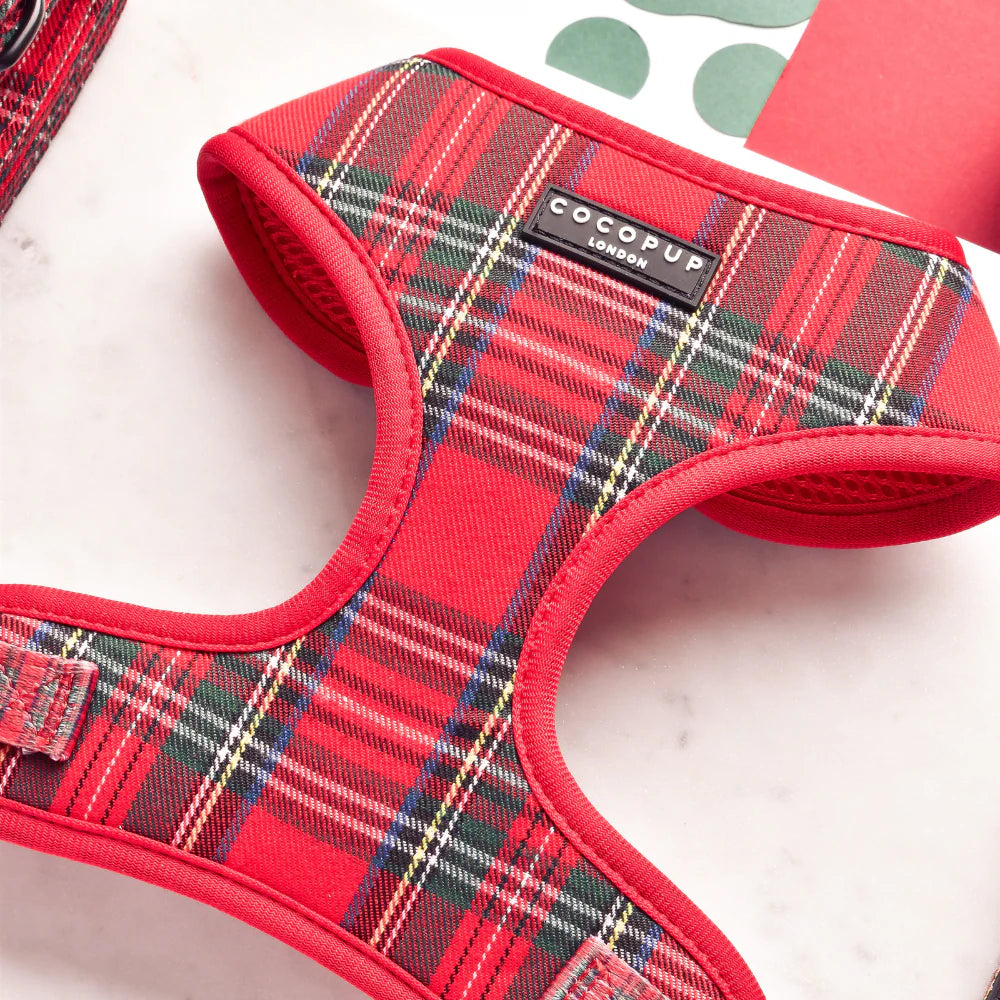 Cocopup London – Adjustable Neoprene Neck Harness – Tartan - Various Sizes